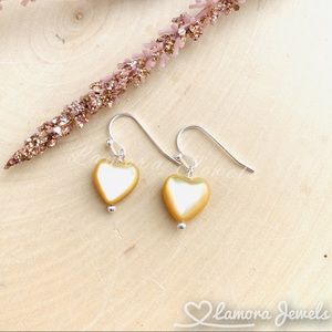 Mother Of Pearl Sterling Silver Heart Earrings